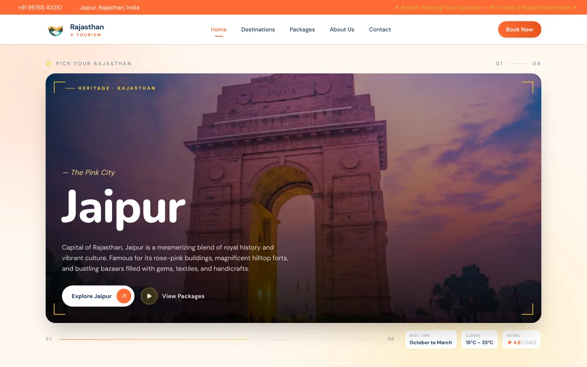 Homepage of Rajasthan Tourism